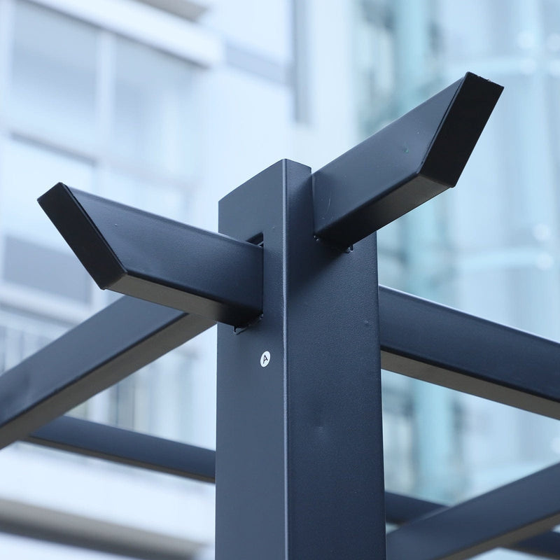 Metal Pergola With Trellis Roof, 3x3m, Black
