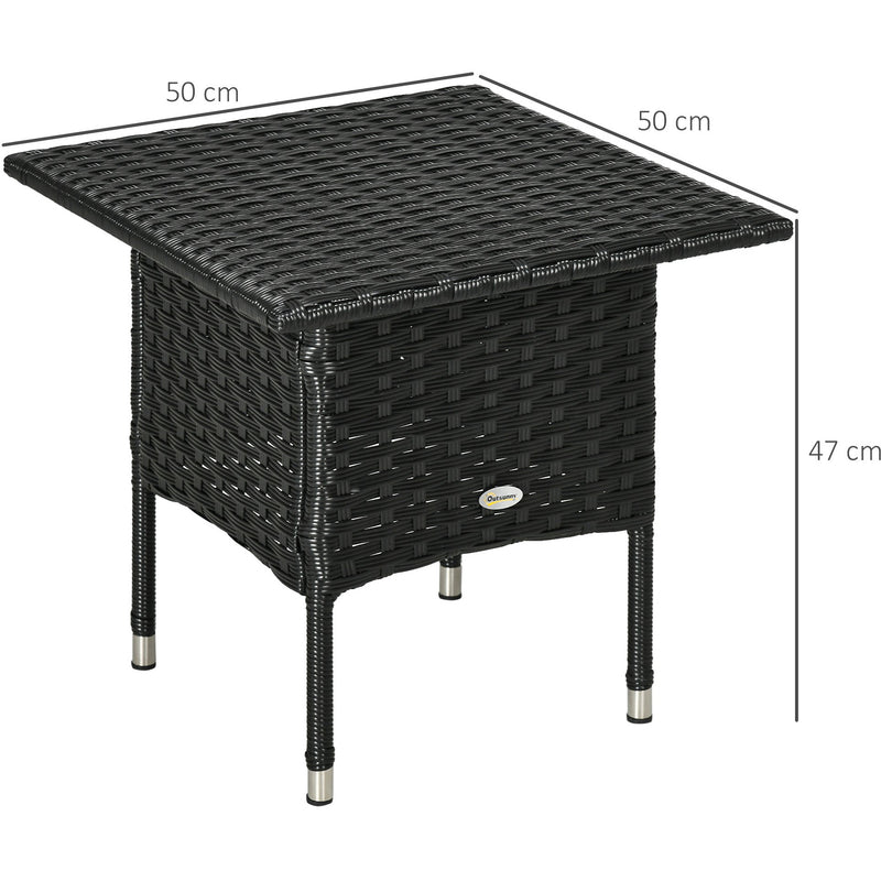Outsunny Garden Rattan Table with Plastic Board - Black