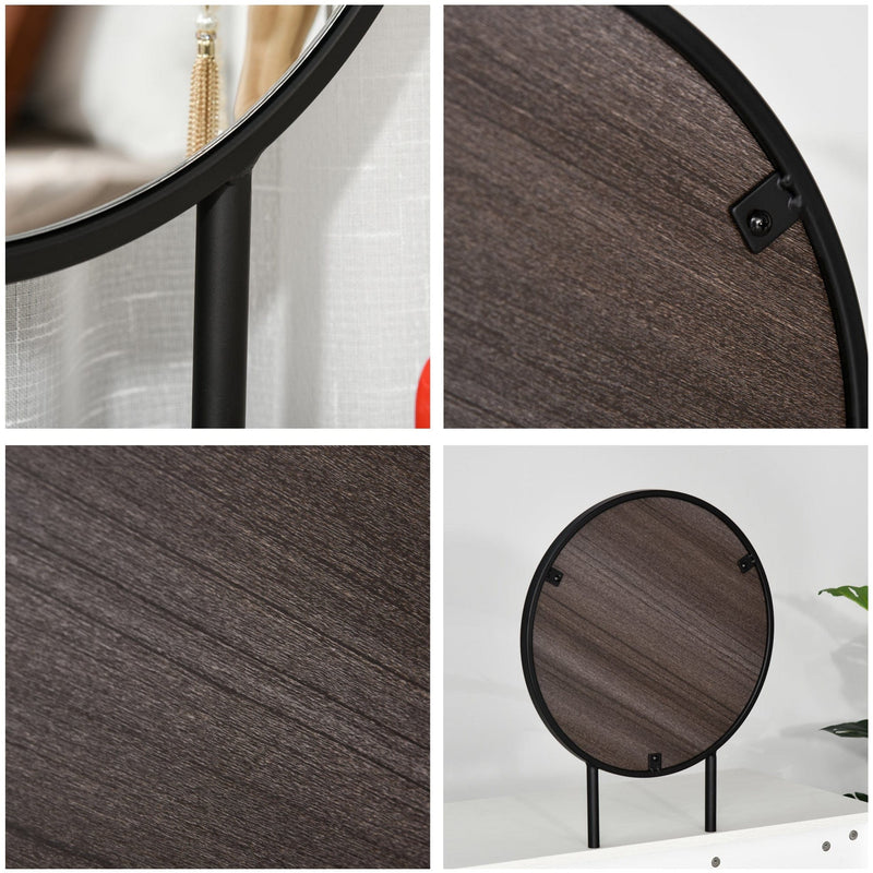 Modern Dressing Table With Round Mirror and Stool