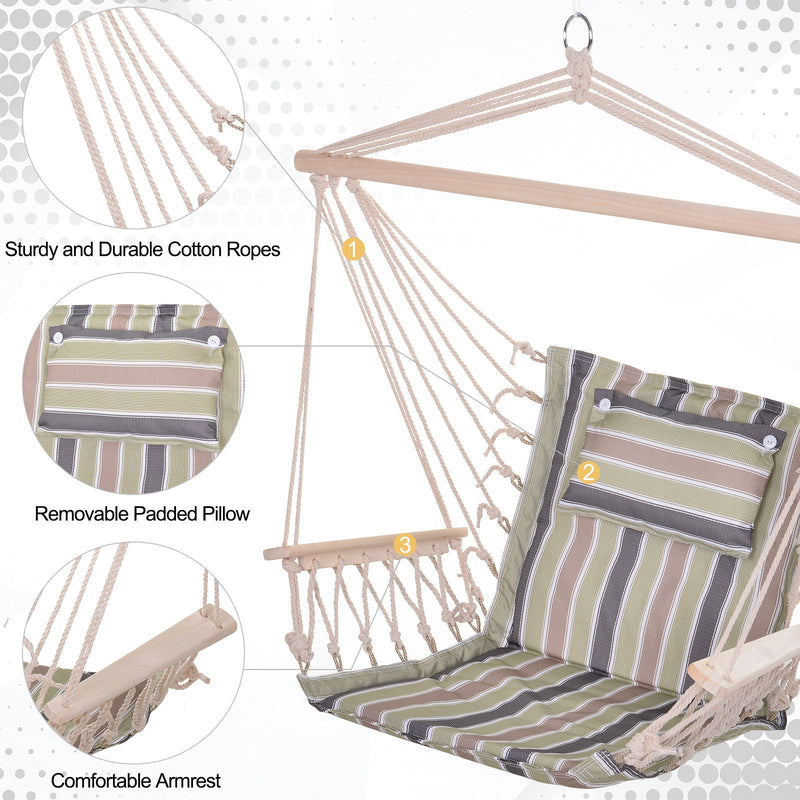 Outdoor Hanging Hammock Chair, Thick Rope, Multicoloured Outsunny