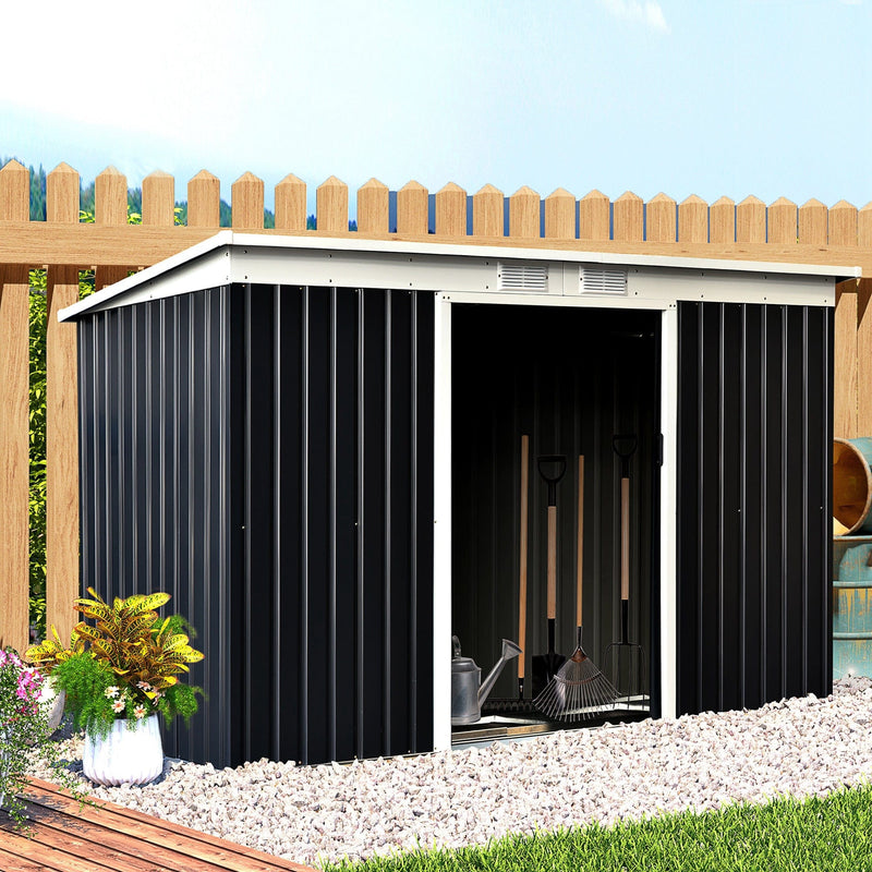 9x4ft Metal Garden Storage Shed, Dark Grey