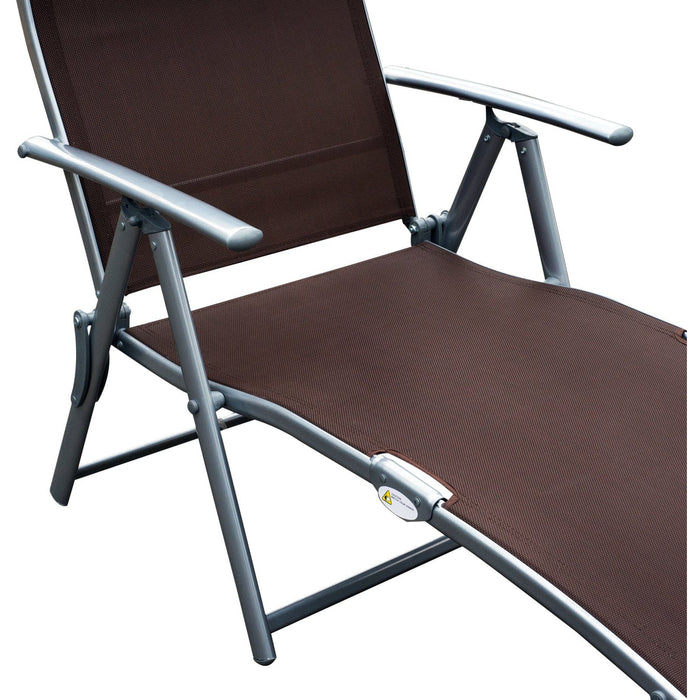 Folding Sun Lounger With Arms, Brown