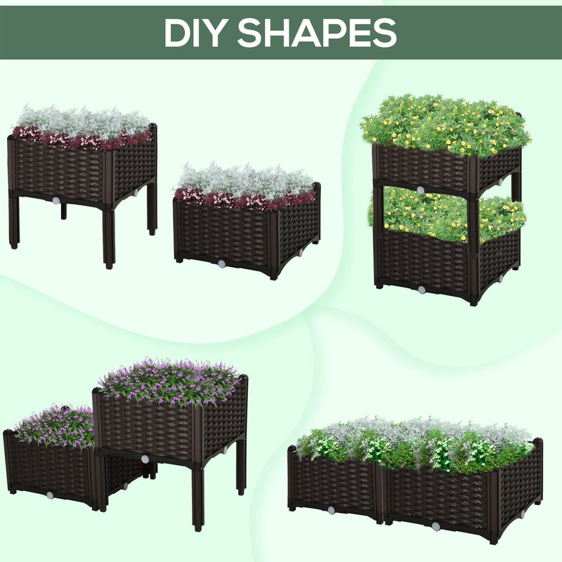 2 Rattan Planters Outdoors, 40x40x44 cm