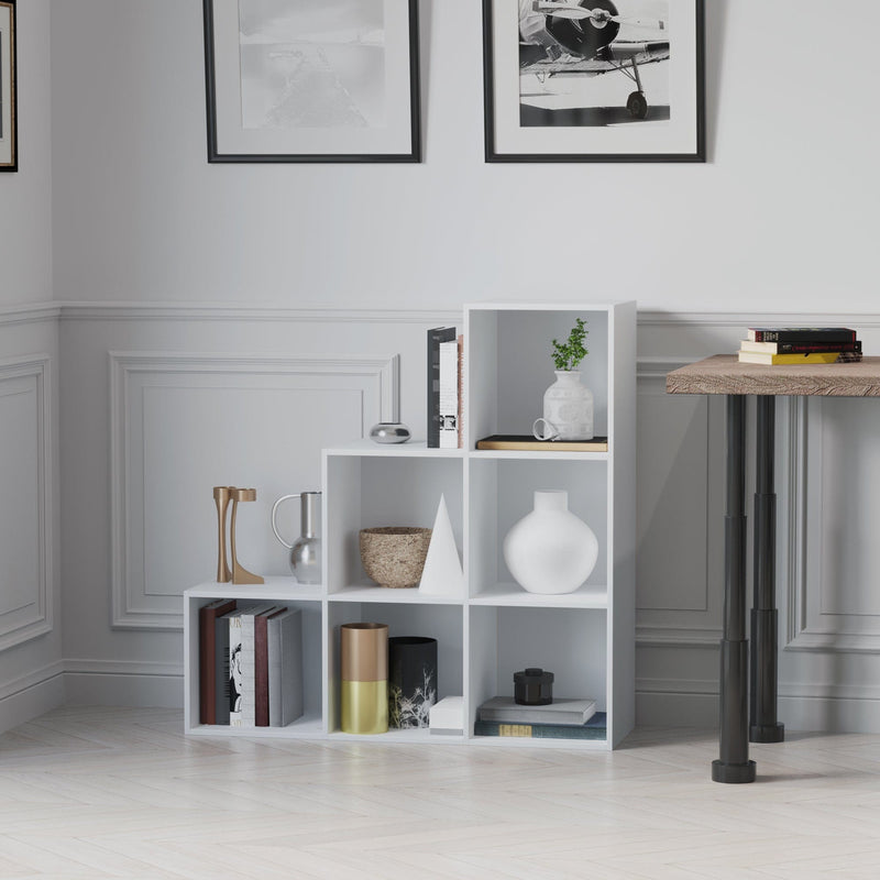 6-Cube Storage Bookcase, White 3-Tier