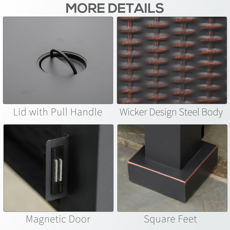 Outsunny Rattan Gas Fire Pit Table  Black 82x82x66cm