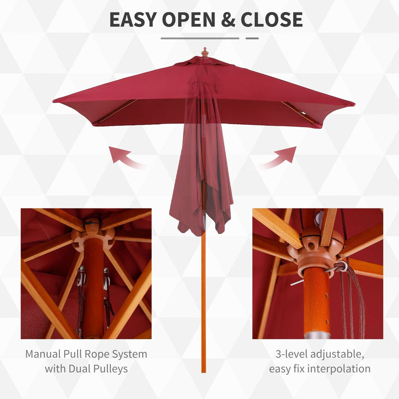 2m Outdoor Tilting Parasol Umbrella, Garden Sun Shade