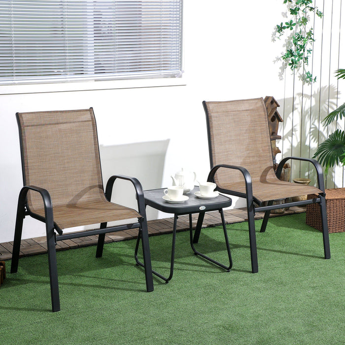 Modern 3-Piece Outdoor Bistro Set - Brown