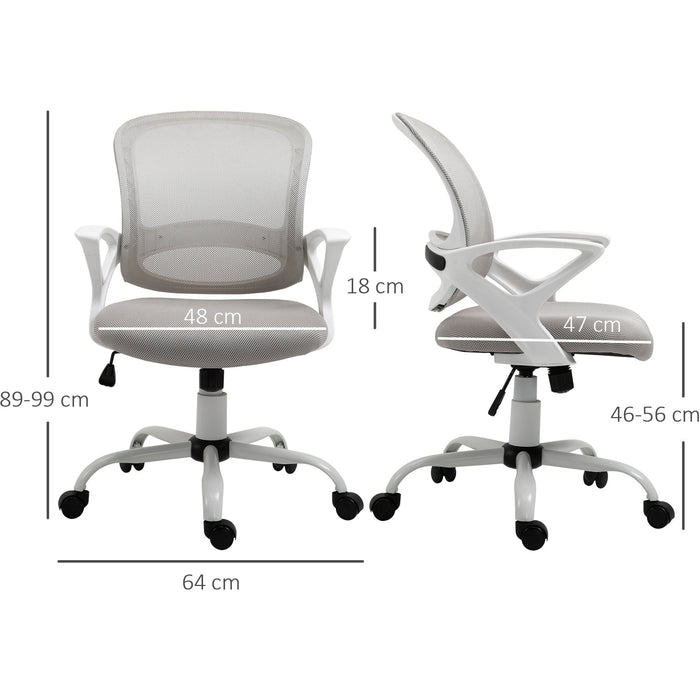 Grey Mesh Office Chair with Lumbar Support & Armrests