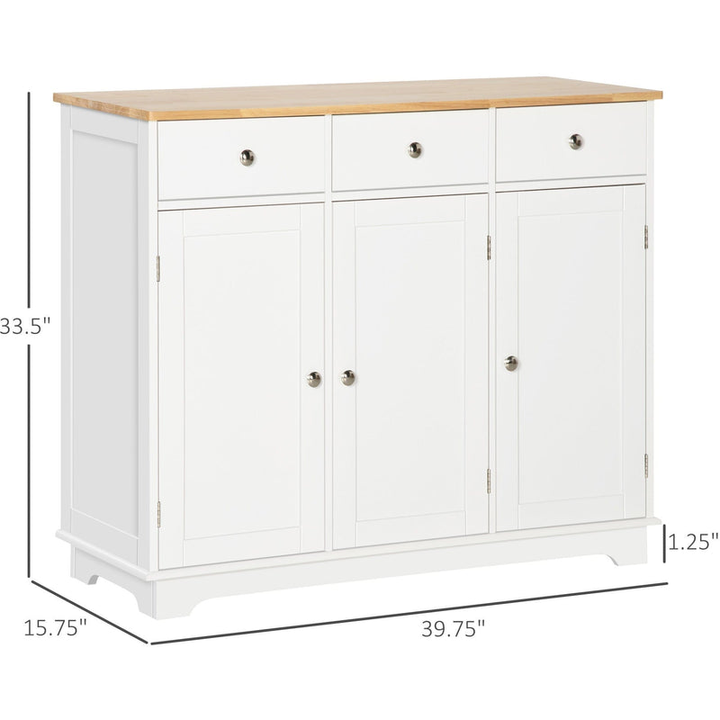Kitchen Sideboard Cabinet, Rubberwood Top, Cabinets, Drawers