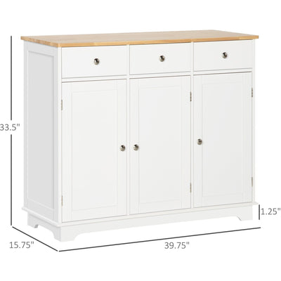 Kitchen Sideboard Cabinet, Rubberwood Top, Cabinets, Drawers Homcom