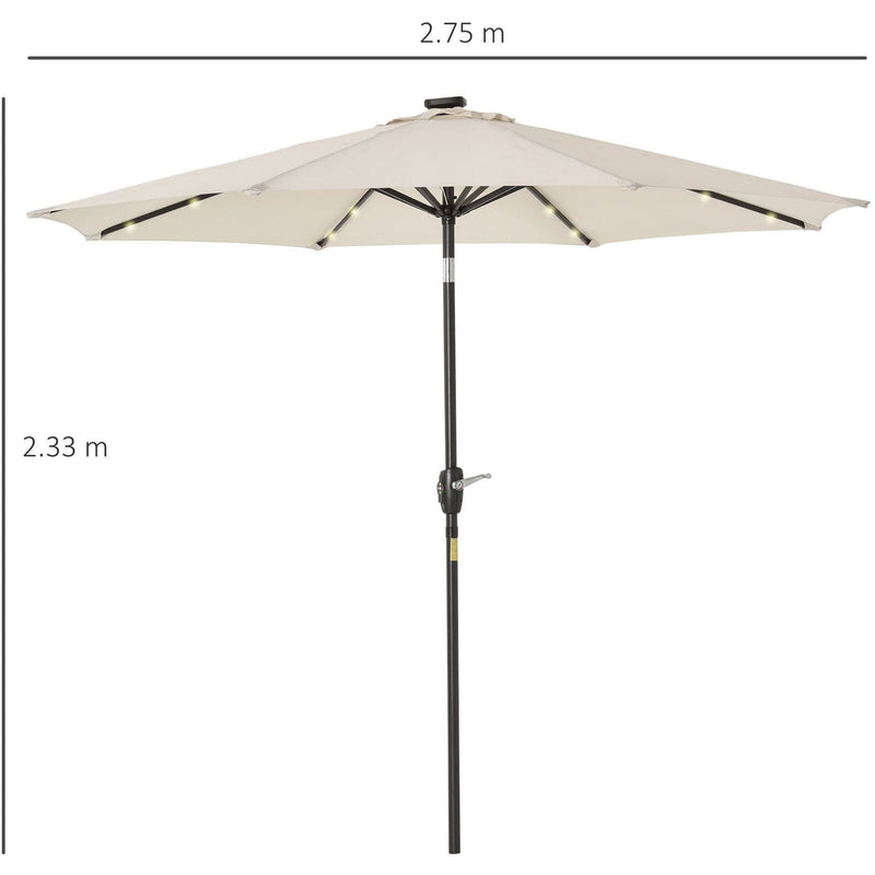 2.7m Garden Umbrella With Lights, Tilt, Crank