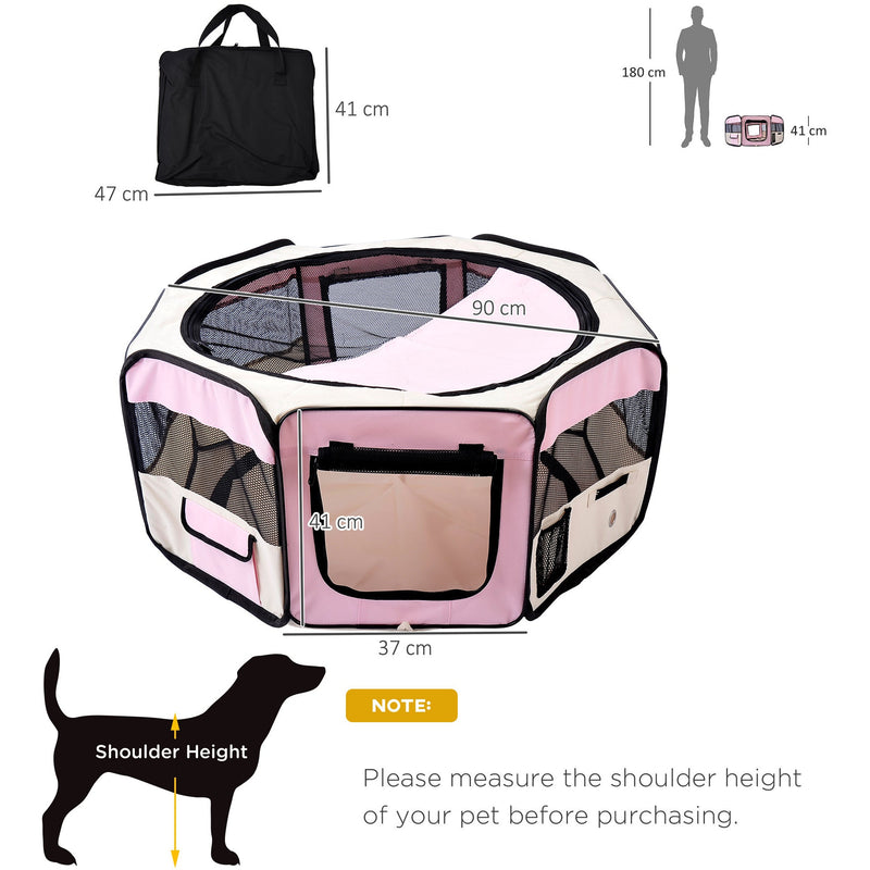 Fabric Pet Play Pen, 8-Panel Mesh, D90xH41cm, Outdoor Use