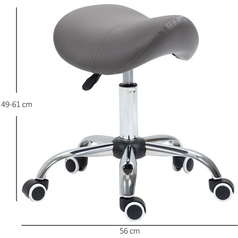 Grey Cosmetic Salon Stool With Wheels