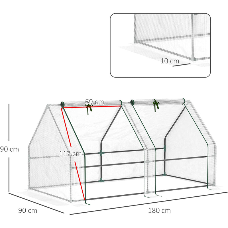Compact Greenhouse With Roll Up Windows, White