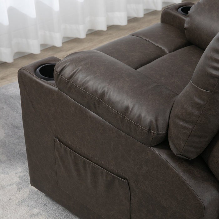 Brown Manual Recliner Chair with Cup Holders