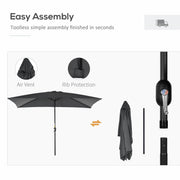 3x2m Stylish Patio Parasol Rectangular - Black Outsunny