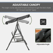 3 Seater Rattan Garden Swing Chair With Grey Canopy Outsunny