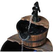 Wooden Water Pump Fountain, Cascading Garden Feature Outsunny