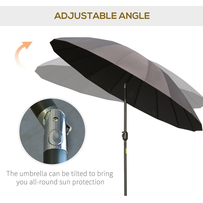 Round Patio Parasol, 2.5m, Tilt Crank, 18 Ribs