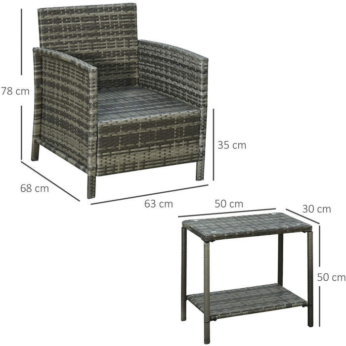 Rattan Garden Bistro Set With Comfy Armchairs