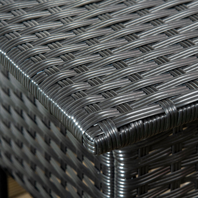 Outsunny Garden Rattan Table with Plastic Board - Black