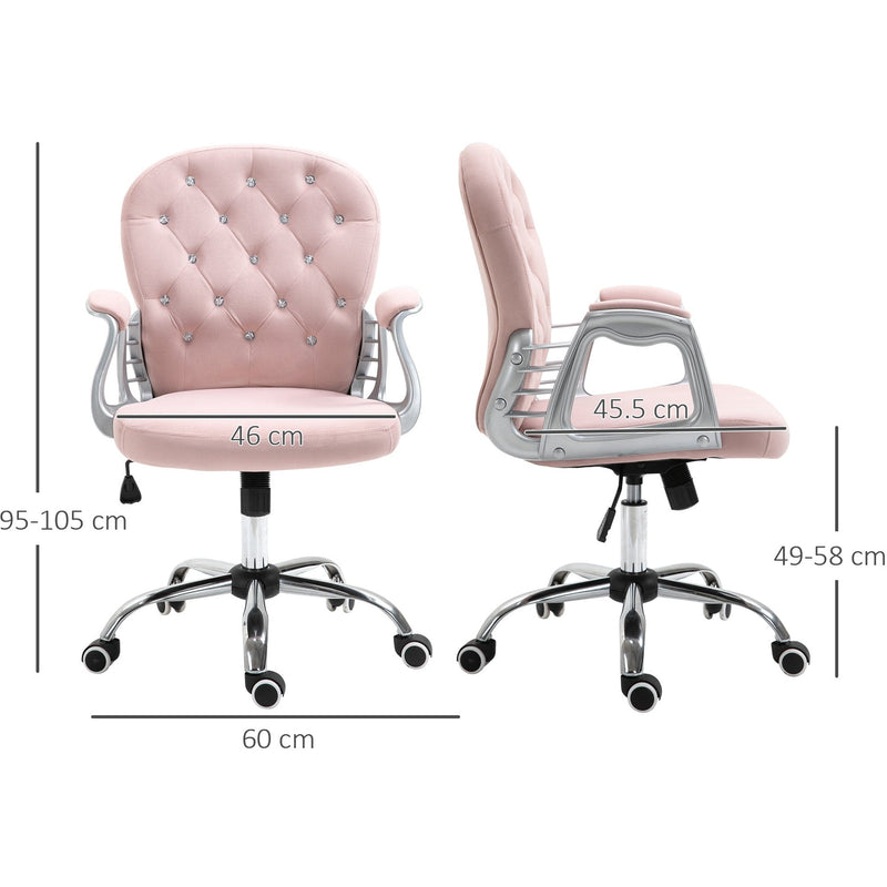 Pink Diamond Tufted Velour Swivel Office Chair
