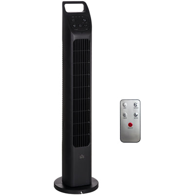 Oscillating Tower Fan, Remote, Timer, 3 Speed, Black Homcom