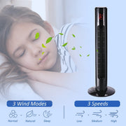 38" Tower Fan with Remote, 3 Speed, 12h Timer, Oscillation Homcom