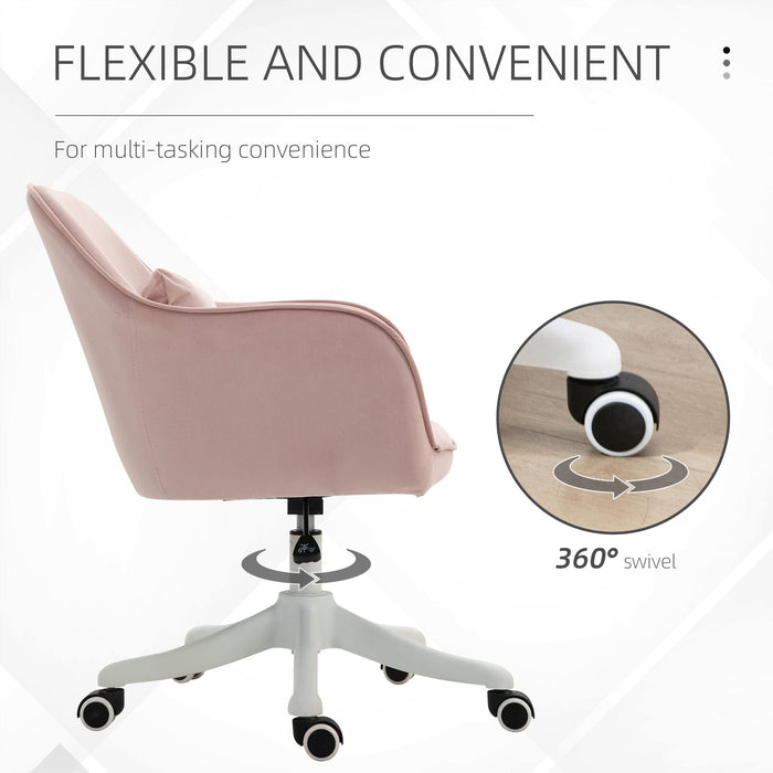 Pink Velvet Office Chair with Rechargeable Vibration Massage