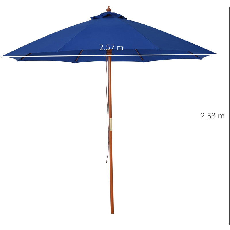 2.5m Wooden Garden Parasol - Top Vent