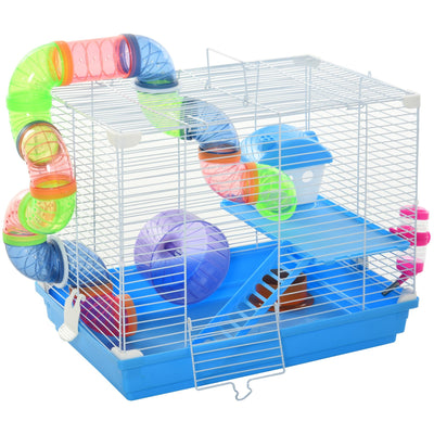 2 Tier Hamster Cage With Wheel And Tunnel Pawhut