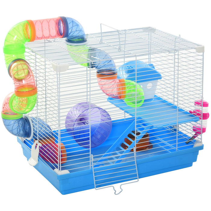 2 Tier Hamster Cage With Wheel And Tunnel