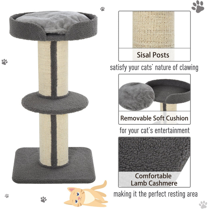 91cm Cat Tree, Sisal Post, Play Tower, Perch, Lamb Cashmere