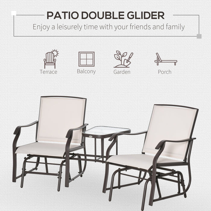 Beige Garden Double Glider with Table