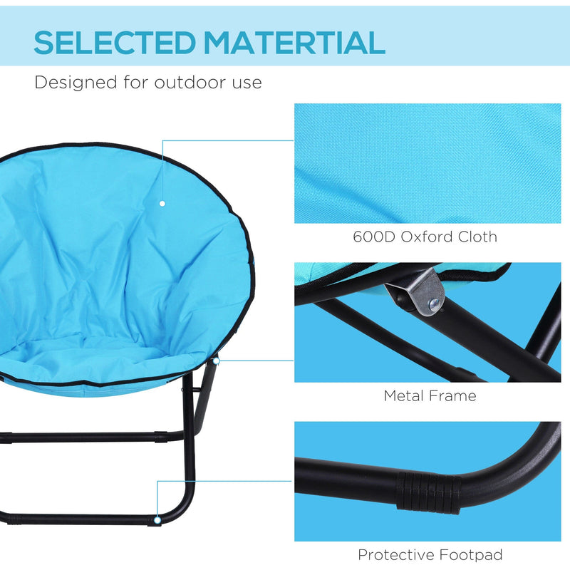 Blue Padded Garden Camping Moon Chair