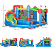 Outsunny 5 in 1 Kids Bounce Castle Large Castle Style Inflatable House Slide Trampoline Pool Water Gun Climbing Wall for Kids Age 3-8 Outsunny