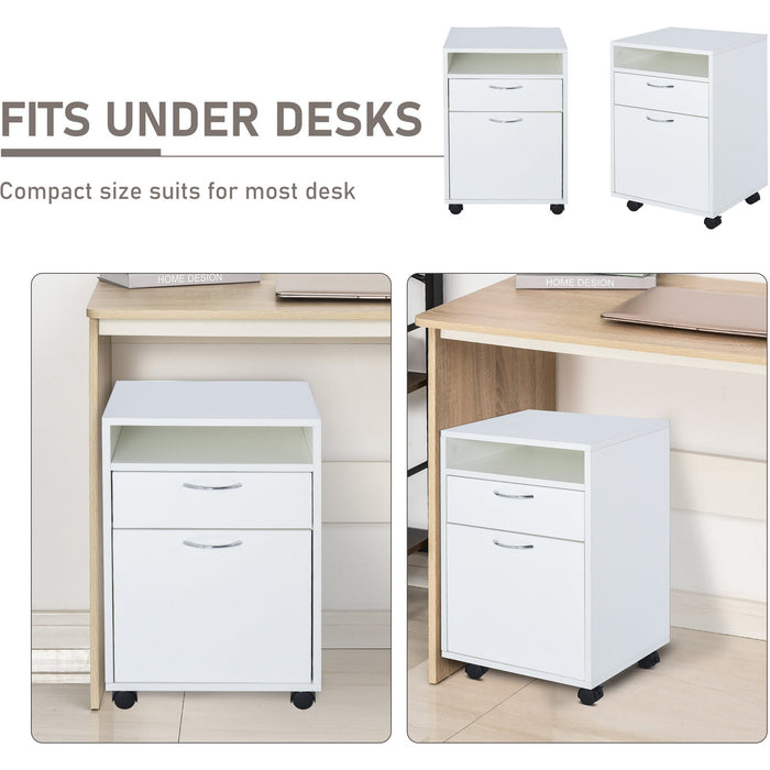 White 60cm Storage Cabinet on Wheels