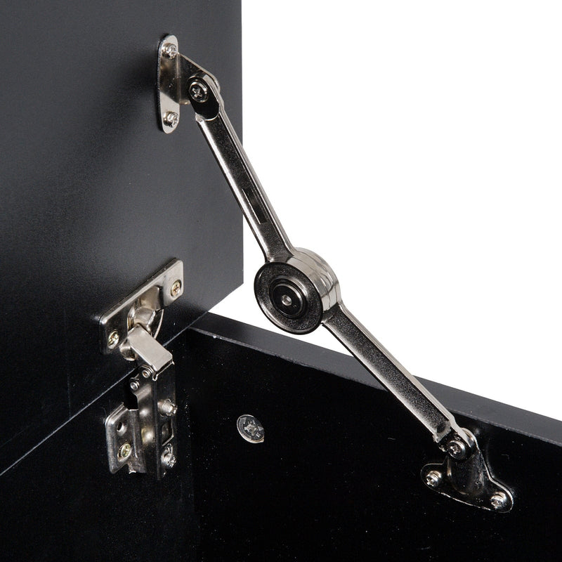 Black Wooden Storage Box Ottoman With Lid