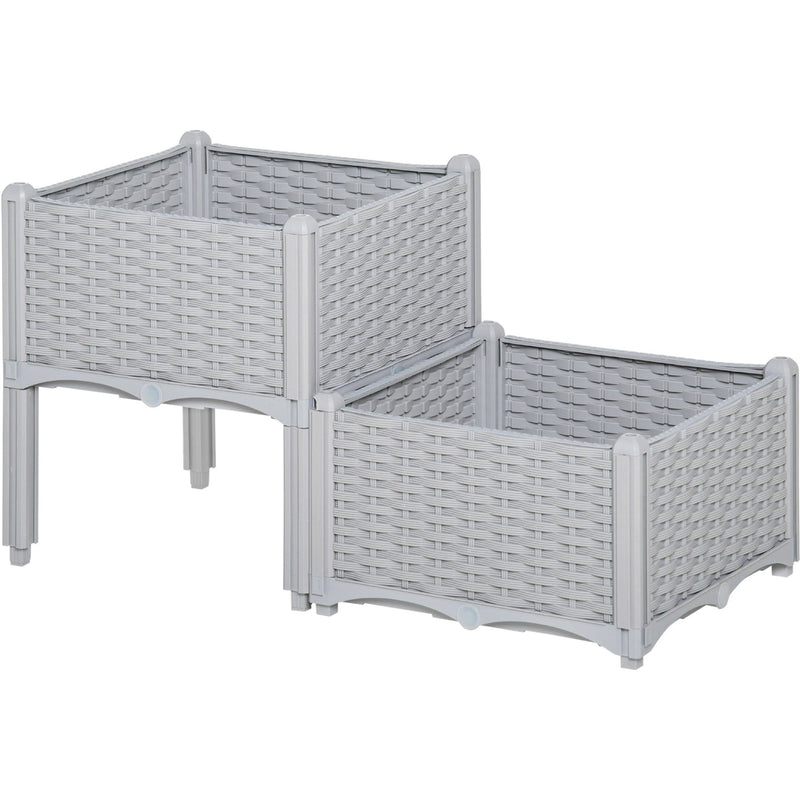2 Rattan Planters Outdoors, 40x40x44 cm