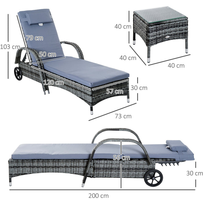 3 Piece Rattan Sun Lounger Set