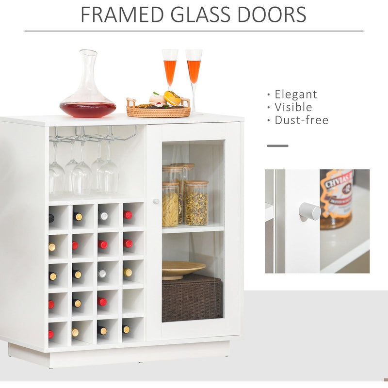 Wine Cabinet Sideboard, 20 Bottle Wine Rack, Glass Holder