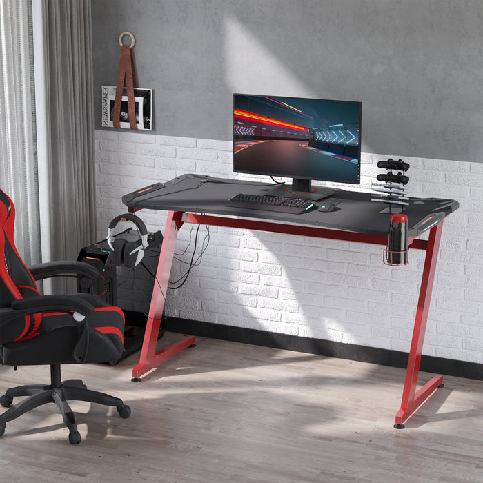 Ergonomic Gaming Desk With Headphone Hook, Cup Holder, 140cm