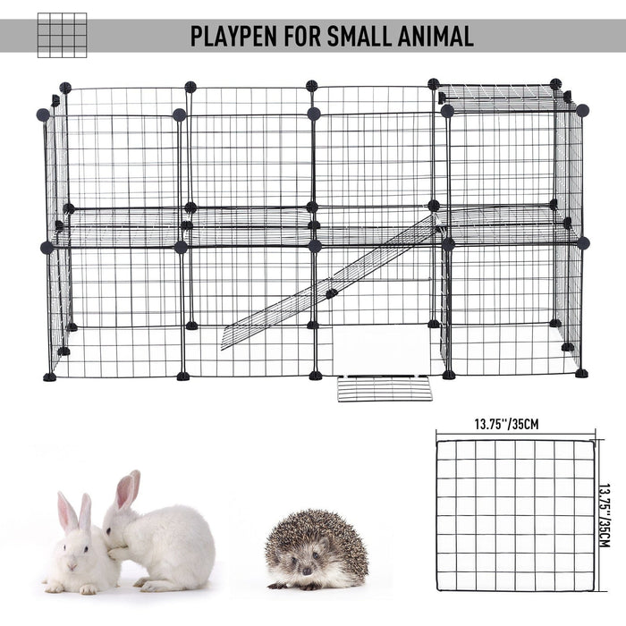 Metal Wire Guinea Pig & Rabbit Playpen, 36 Panels, Black