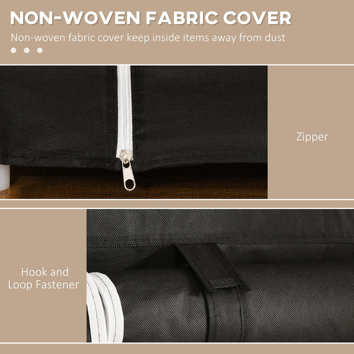Black 10-Shelf Foldable Fabric Wardrobe