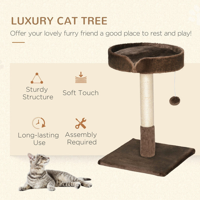 Small Cat Tree, Indoor, Sisal Scratching Post, Brown