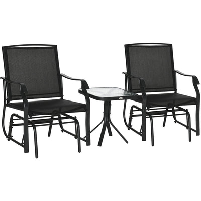 Glider Chair and Table Set, 2 Seater Outsunny