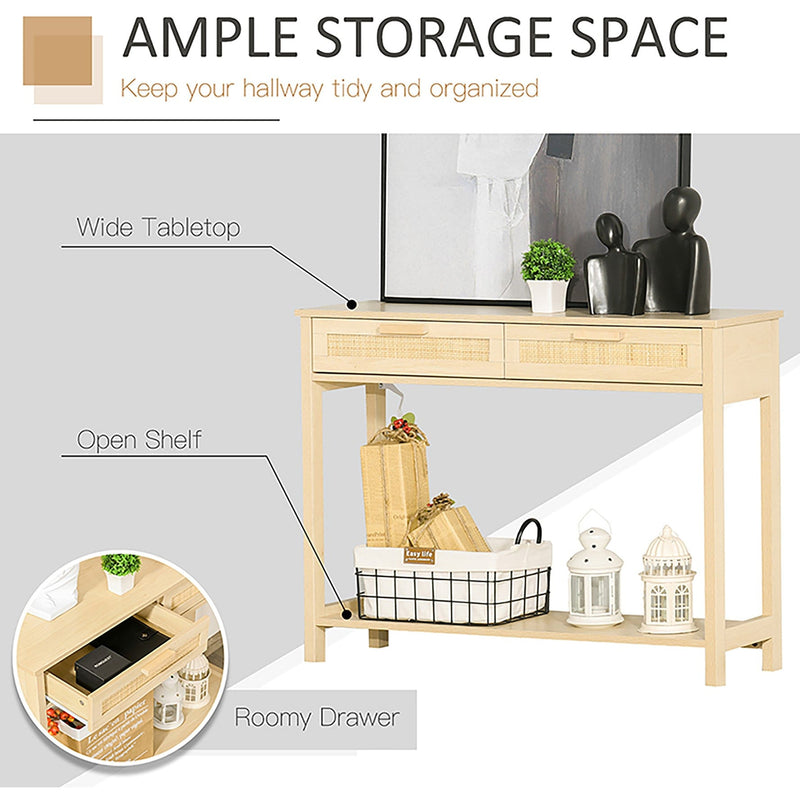Wooden Console Table With 2 Drawers