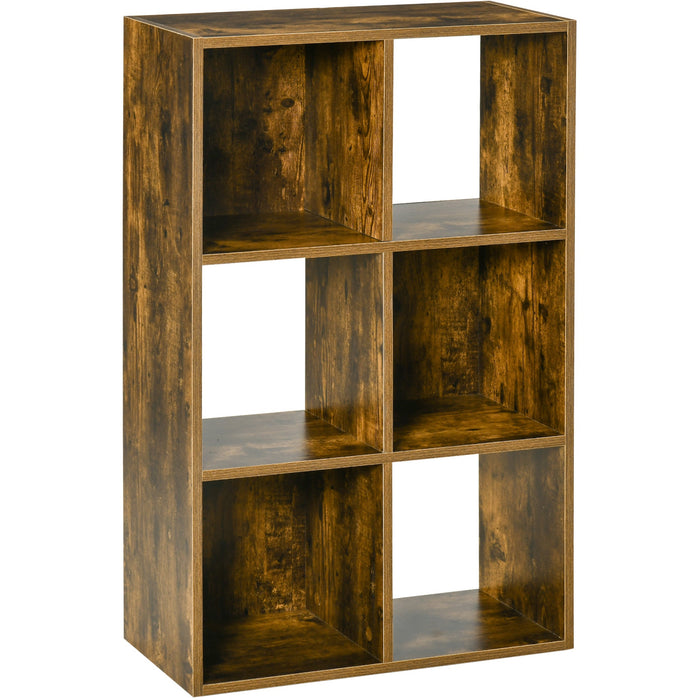 6 Cube Storage Unit, Rustic Brown, Freestanding Bookcase