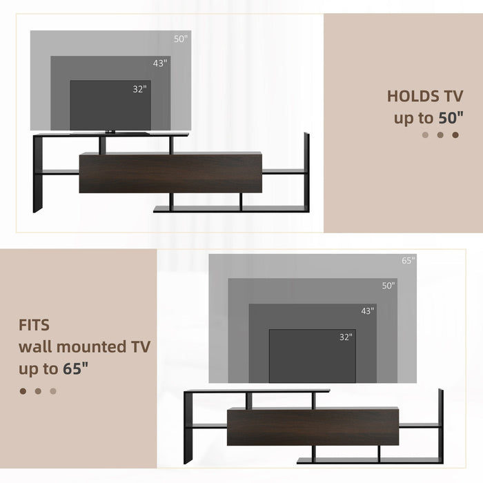 Black & Brown TV Cabinet, Wall Shelf for 65" TVs