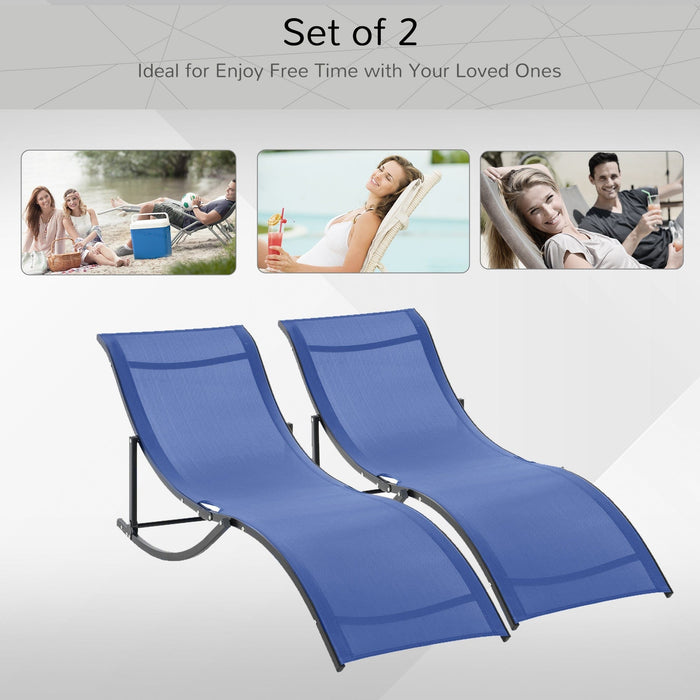 S Shaped Sun Lounger Set, Foldable, Set of 2